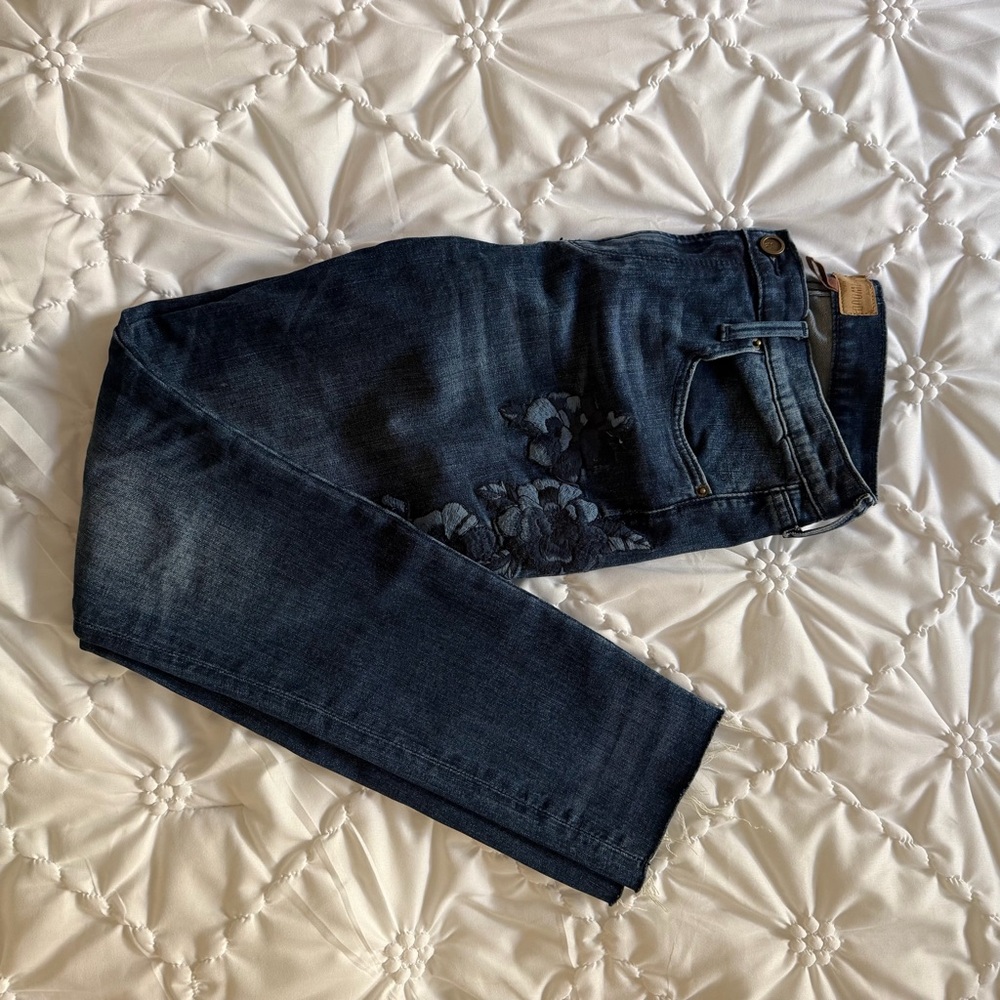 DRIFTWOOD Midnight Blue embroidered Jeans with Floral Design